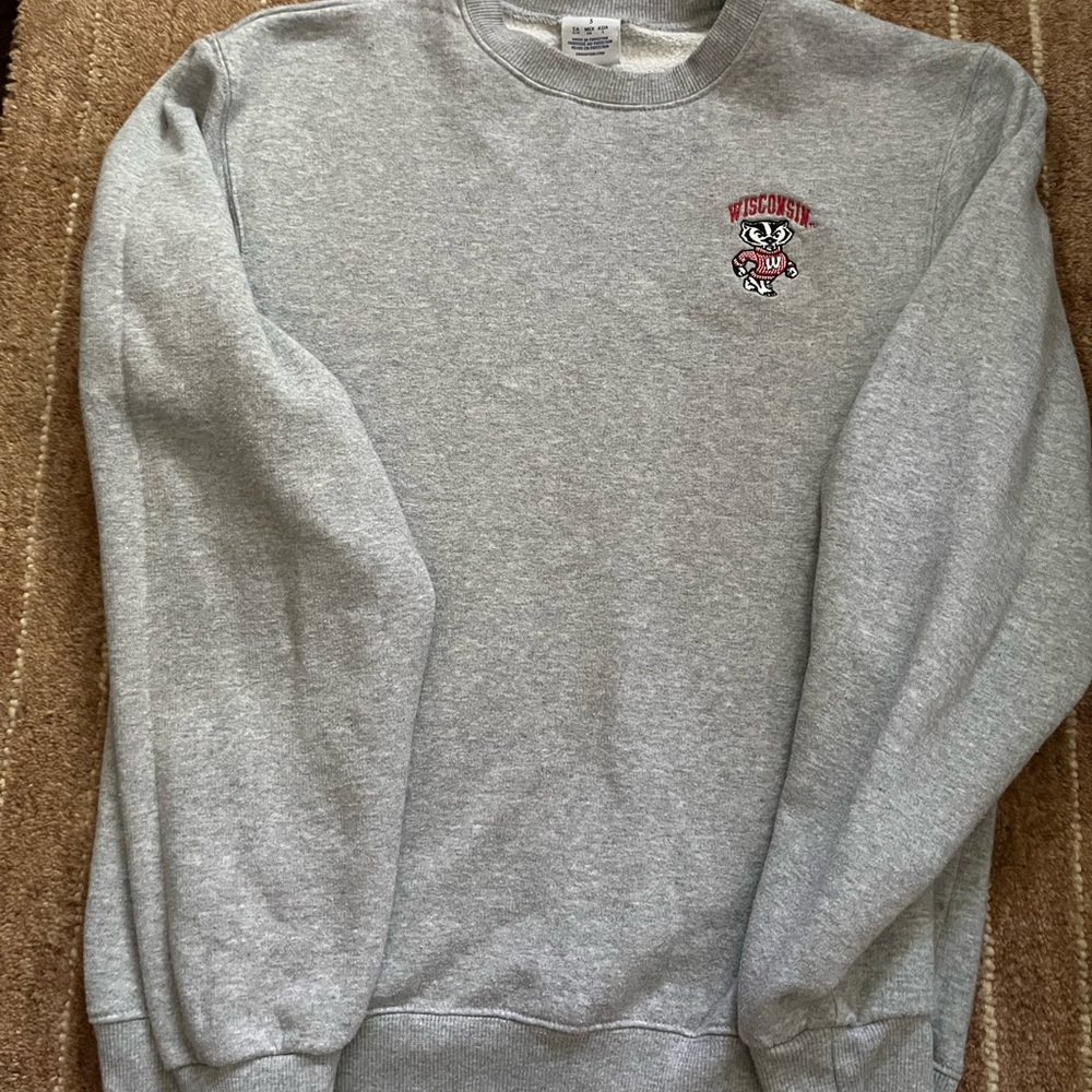 Champion Gray Wisconsin Crewneck Sweater